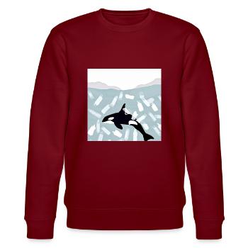 Bedrohte Tiere, Eisbär-Illustration, Erderwärmung - Stanley/Stella Unisex Bio-Sweatshirt CHANGER  - Burgunderrot - Vorne - Nik (191cm) & Marisol (170cm)