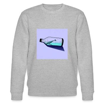 Flaschenpost, Wal-Illustration, Statement - Stanley/Stella Unisex Bio-Sweatshirt CHANGER  - Grau meliert - Vorne - Nik (191cm) & Marisol (170cm)