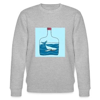 Flaschenpost, Wal-Illustration, Statement - Stanley/Stella Unisex Bio-Sweatshirt CHANGER  - Grau meliert - Vorne - Nik (191cm) & Marisol (170cm)