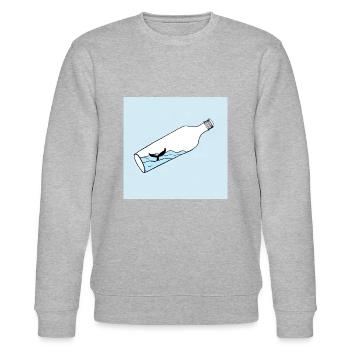 Flaschenpost, Wal-Illustration, Statement - Stanley/Stella Unisex Bio-Sweatshirt CHANGER  - Grau meliert - Vorne - Nik (191cm) & Marisol (170cm)