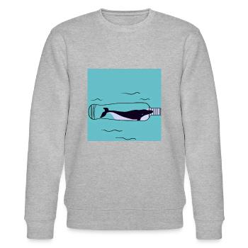 Message in a Bottle, Whale Illustration, Statement - Stanley/Stella CHANGER Unisex Organic Sweatshirt - heather grey - Front - Nik (191cm) & Marisol (170cm)