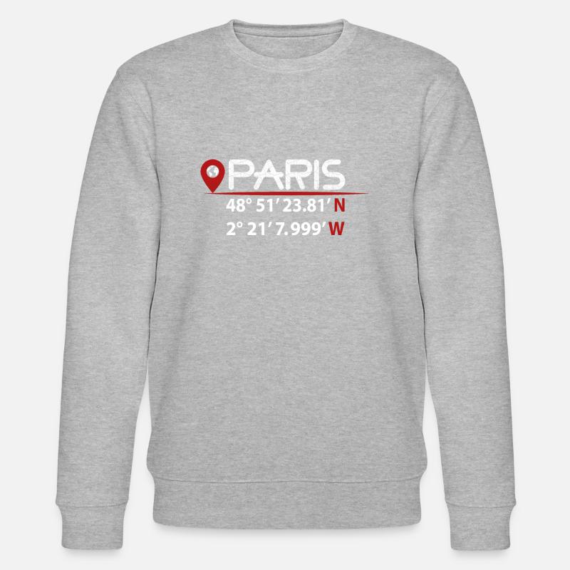 Coordonnées GPS de PARIS - Sweat bio CHANGER Stanley/Stella Unisexe - gris chiné