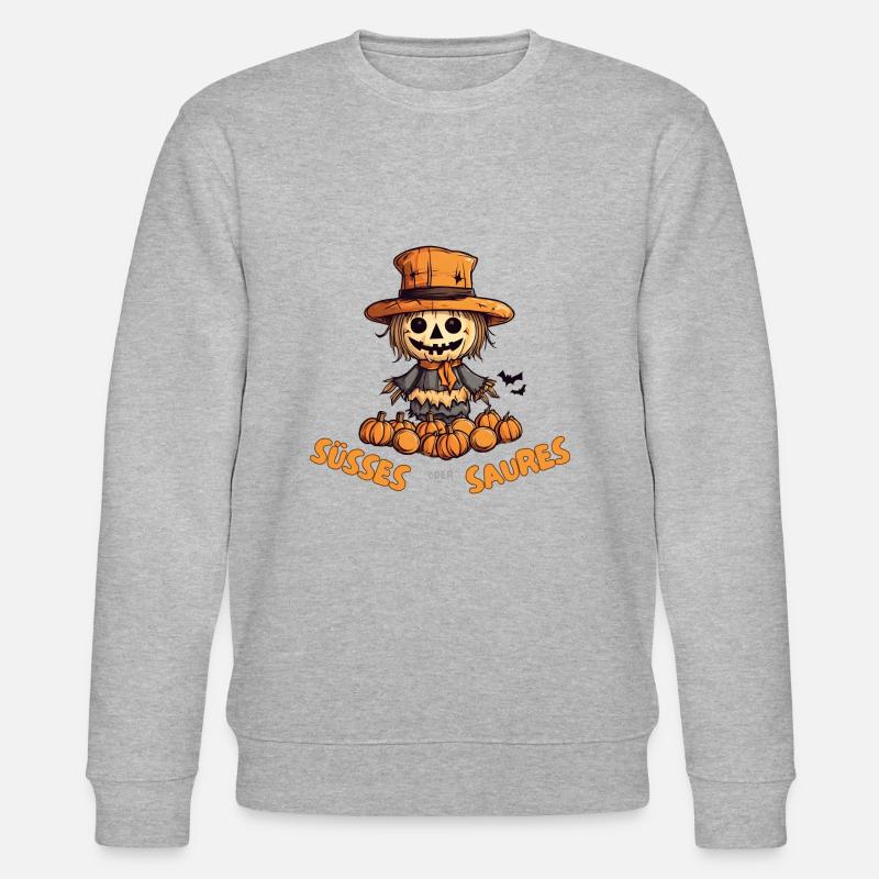 Süßes oder Saueres Halloween Vogelscheuche - Stanley/Stella Unisex Bio-Sweatshirt CHANGER  - Grau meliert
