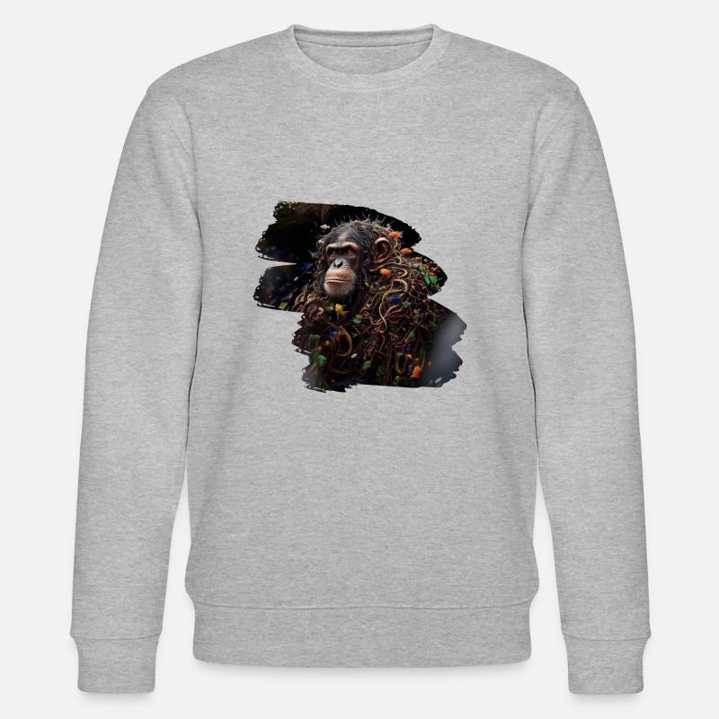 Abstract image of a monkey - Stanley/Stella CHANGER Unisex Organic Sweatshirt - heather grey