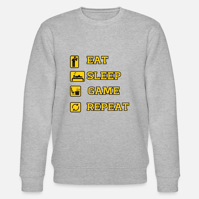 EAT SLEEP GAME REPEAT - Stanley/Stella CHANGER Unisex Organic Sweatshirt - heather grey