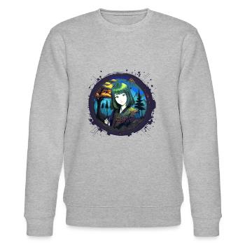 manga,anime,frau,asiatin,wald,comic,grüne haare - Stanley/Stella Unisex Bio-Sweatshirt CHANGER  - Grau meliert - Vorne - Nik (191cm) & Marisol (170cm)