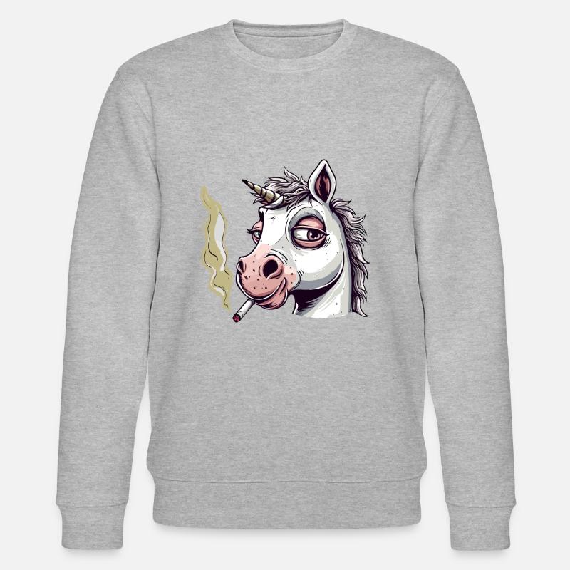 Einhorn Raucher Smoke Joint - Stanley/Stella Unisex Bio-Sweatshirt CHANGER  - Grau meliert