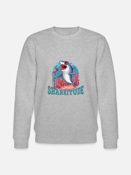 Sharkitude Shark Singing With Attitude - Stanley/Stella CHANGER Unisex Organic Sweatshirt - heather grey