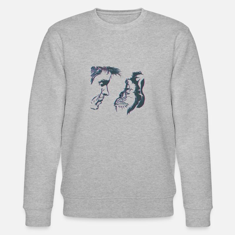 Monkey Human 3D - Stanley/Stella CHANGER Unisex Organic Sweatshirt - heather grey