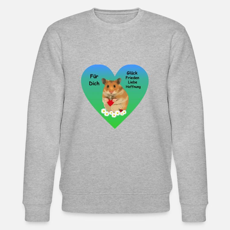 Hamster Menno Herz Mutmacher Motivation - Stanley/Stella Unisex Bio-Sweatshirt CHANGER  - Grau meliert