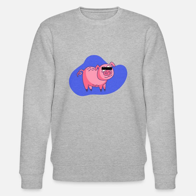 Cartoon Schwein - Stanley/Stella Unisex Bio-Sweatshirt CHANGER  - Grau meliert
