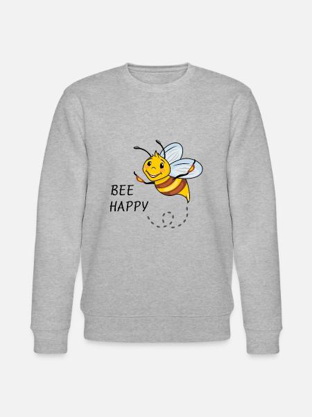 Bijen blij. Cartoon tekenen - Stanley/Stella Uniseks bio-sweatshirt CHANGER  - grijs gemêleerd
