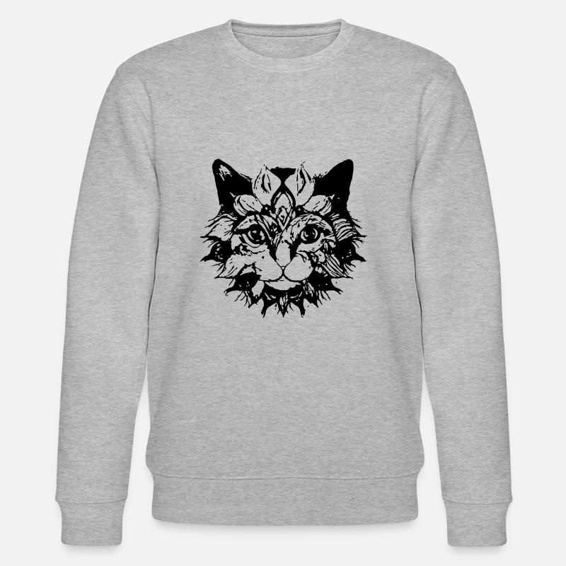 Katze Mandala Illustration Geschenkidee - Stanley/Stella Unisex Bio-Sweatshirt CHANGER  - Grau meliert