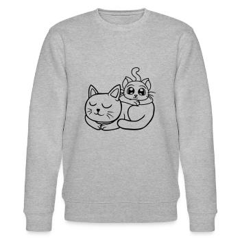 Chillende Katzen Freunde aufeinander - Stanley/Stella Unisex Bio-Sweatshirt CHANGER  - Grau meliert - Vorne - Nik (191cm) & Marisol (170cm)