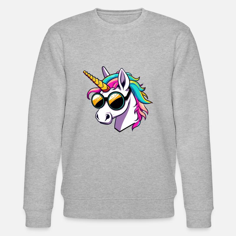 Einhorn mit Sonnenbrille - Stanley/Stella Unisex Bio-Sweatshirt CHANGER  - Grau meliert