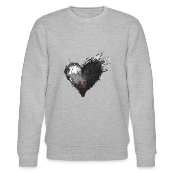 Herz Schwarz - Stanley/Stella Unisex Bio-Sweatshirt CHANGER  - Grau meliert - Vorne - Nik (191cm) & Marisol (170cm)