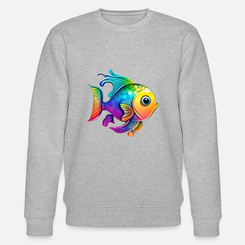 Fisch Regenbogen Zeichnung - Stanley/Stella Unisex Bio-Sweatshirt CHANGER  - Grau meliert