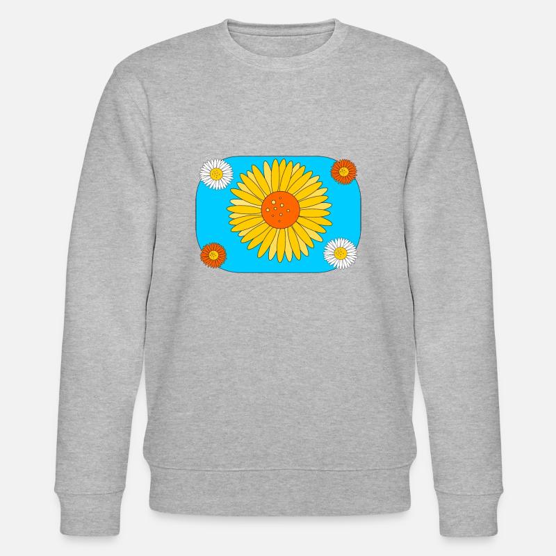 Gerbera on turquoise - Stanley/Stella CHANGER Unisex Organic Sweatshirt - heather grey
