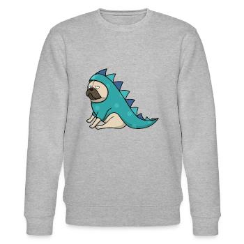 Dino Pug - Sweat bio CHANGER Stanley/Stella Unisexe - gris chiné - Devant - Nik (191cm) & Marisol (170cm)