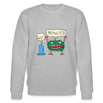 Es gibt Monster - Stanley/Stella Unisex Bio-Sweatshirt CHANGER  - Grau meliert - Vorne - Nik (191cm) & Marisol (170cm)