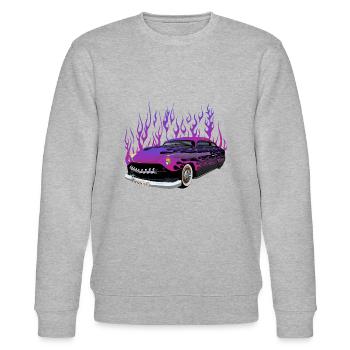 vintage car hot rod old American flame - Stanley/Stella CHANGER Unisex Organic Sweatshirt - heather grey - Front - Nik (191cm) & Marisol (170cm)
