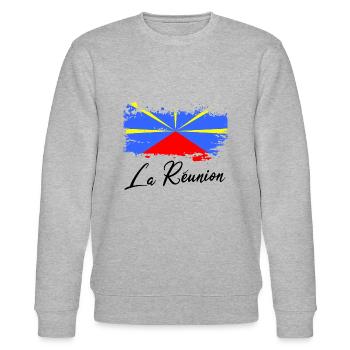 La Réunion Schöne Insel Schöne La Réunion Flagge - Stanley/Stella Unisex Bio-Sweatshirt CHANGER  - Grau meliert - Vorne - Nik (191cm) & Marisol (170cm)