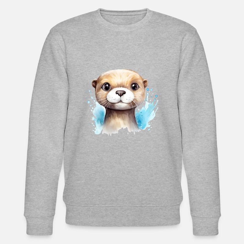 Dessin à l’aquarelle de loutre - Sweat bio CHANGER Stanley/Stella Unisexe - gris chiné