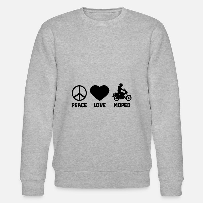Moped Mofa - Peace Love - Sweat bio CHANGER Stanley/Stella Unisexe - gris chiné