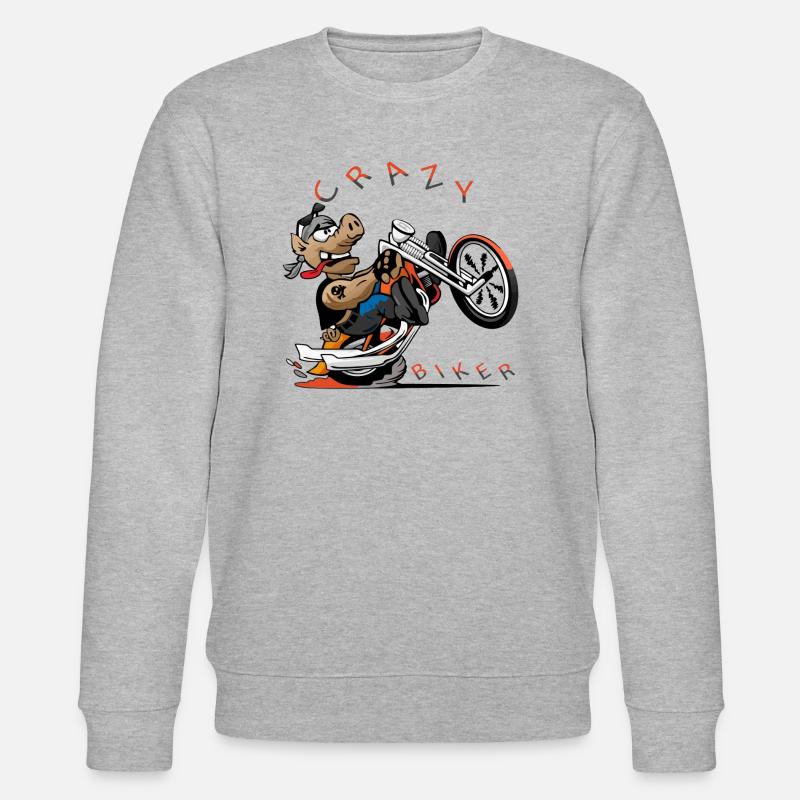 Crazy Biker Biking Bicycle MTB - Stanley/Stella Unisex Bio-Sweatshirt CHANGER  - Grau meliert