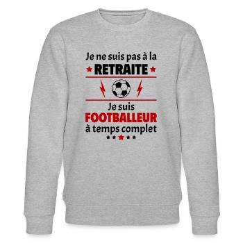 Pas à la retraite footballeur à temps complet,noël - Sweat bio CHANGER Stanley/Stella Unisexe - gris chiné - Devant - Nik (191cm) & Marisol (170cm)