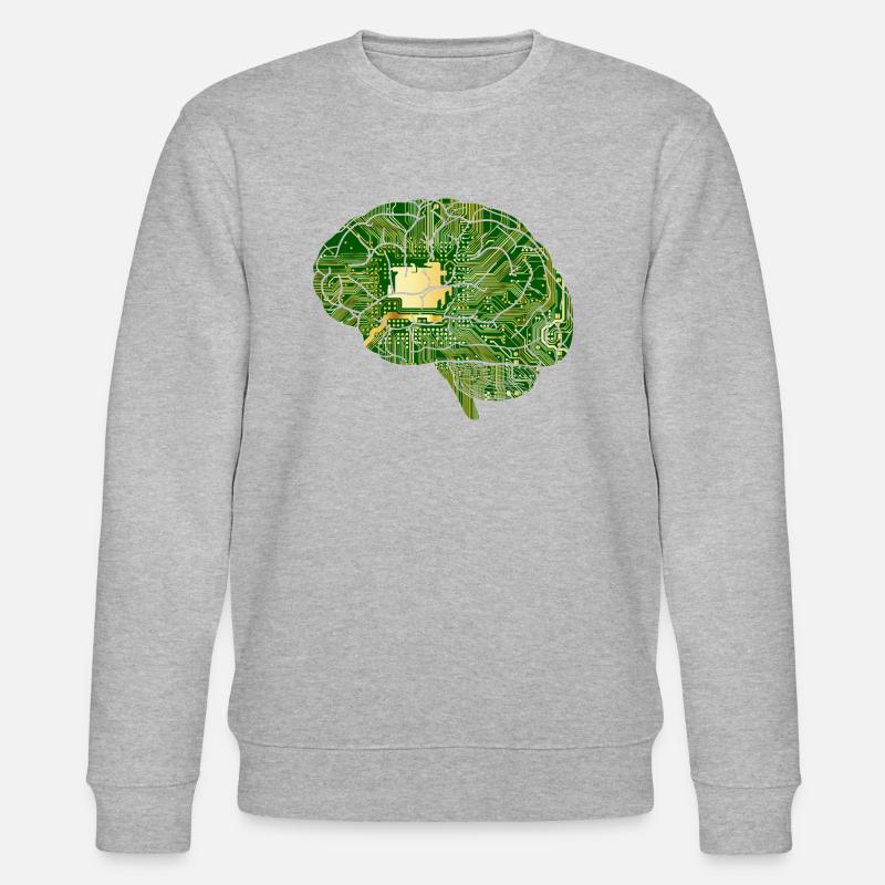Brain Computer Chip Chip Computer - Stanley/Stella CHANGER Unisex Organic Sweatshirt - heather grey