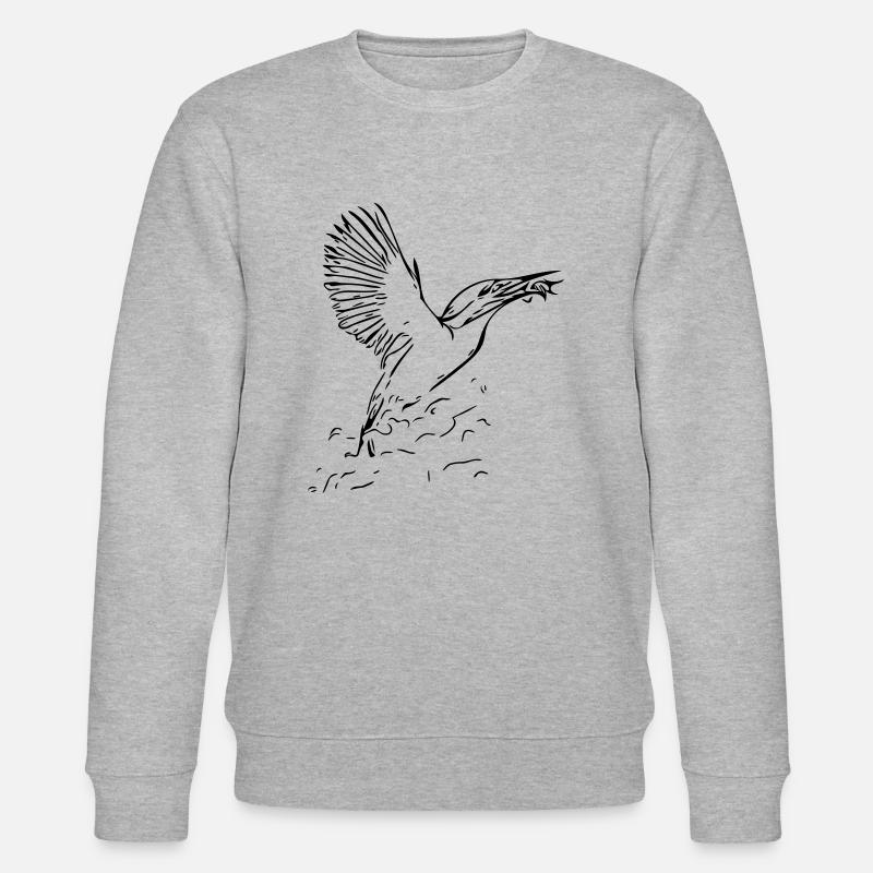 Eisvogel mit Fisch - Stanley/Stella Unisex Bio-Sweatshirt CHANGER  - Grau meliert