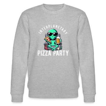 Interplanetare Pizza Party Außerirdisches Festmahl - Stanley/Stella Unisex Bio-Sweatshirt CHANGER  - Grau meliert - Vorne - Nik (191cm) & Marisol (170cm)
