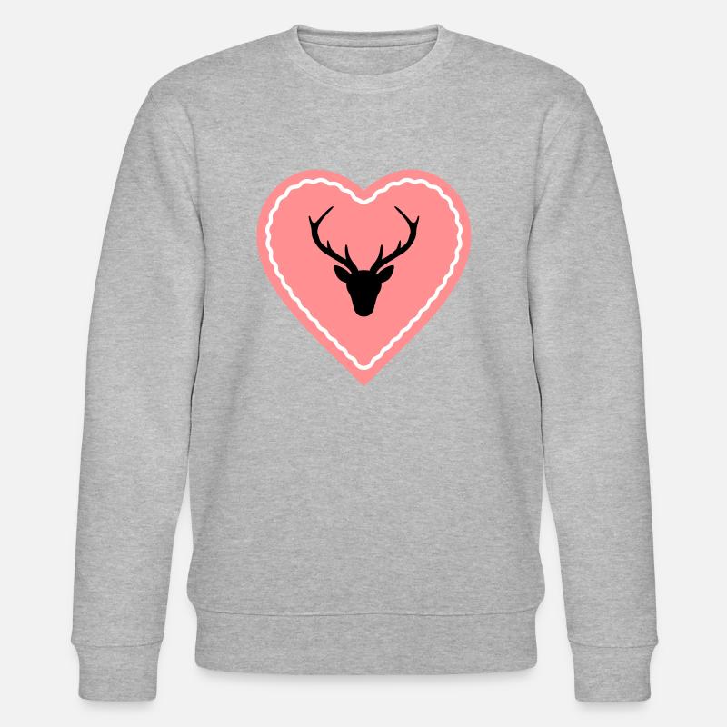Herz Lebkuchenherz Hirsch Geweih - Stanley/Stella Unisex Bio-Sweatshirt CHANGER  - Grau meliert