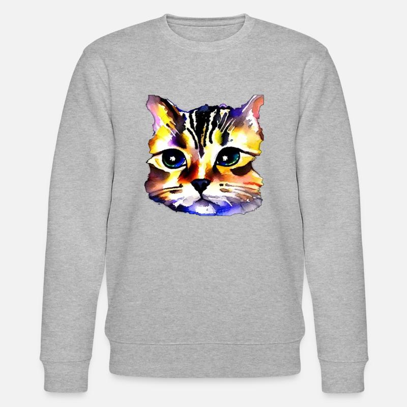 Katzengesicht 4 - Stanley/Stella Unisex Bio-Sweatshirt CHANGER  - Grau meliert