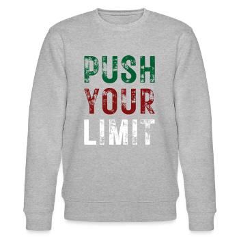 PUSH YOUR LIMIT – Farbe Grün, Rot, Weiß - Stanley/Stella Unisex Bio-Sweatshirt CHANGER  - Grau meliert - Vorne - Nik (191cm) & Marisol (170cm)