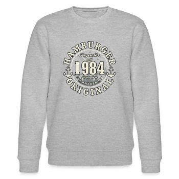 40. Geburtstag 2024 Hamburger Original Geschenk - Stanley/Stella Unisex Bio-Sweatshirt CHANGER  - Grau meliert - Vorne - Nik (191cm) & Marisol (170cm)