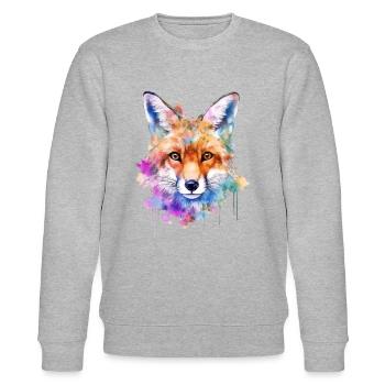 Ein farbenfroher Fuchs im Watercolor Style - Stanley/Stella Unisex Bio-Sweatshirt CHANGER  - Grau meliert - Vorne - Nik (191cm) & Marisol (170cm)