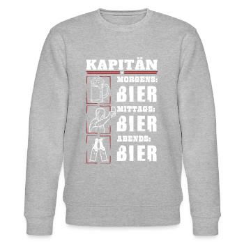 Mon quotidien de capitaine - Sweat bio CHANGER Stanley/Stella Unisexe - gris chiné - Devant - Nik (191cm) & Marisol (170cm)