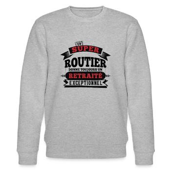 Routier camionneur cadeau retraite humour drôle - Sweat bio CHANGER Stanley/Stella Unisexe - gris chiné - Devant - Nik (191cm) & Marisol (170cm)