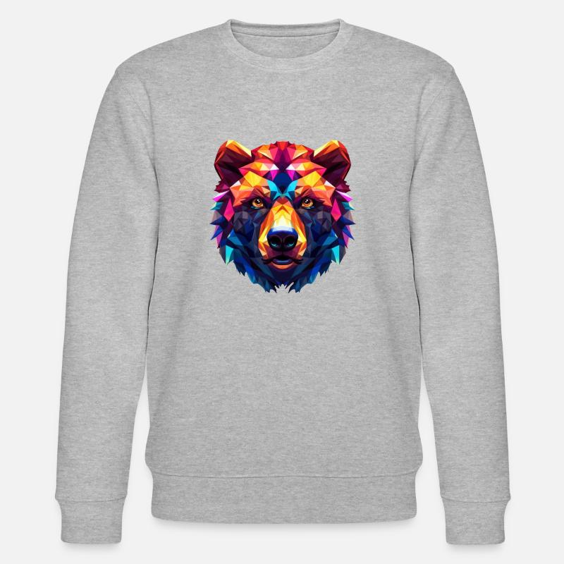 Bunter Bärenkopf - Stanley/Stella Unisex Bio-Sweatshirt CHANGER  - Grau meliert