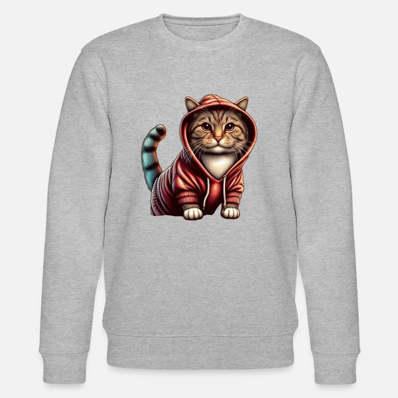 Niedliches Kätzchen mit Kapuzenpullover - Stanley/Stella Unisex Bio-Sweatshirt CHANGER  - Grau meliert