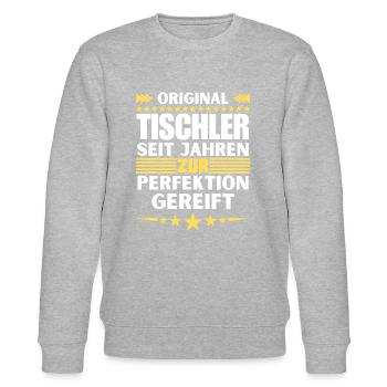 Zur Perfektion gereifter Tischler - Stanley/Stella Unisex Bio-Sweatshirt CHANGER  - Grau meliert - Vorne - Nik (191cm) & Marisol (170cm)