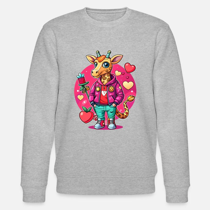 Giraffen-Parade: Coole Giraffe - Stanley/Stella Unisex Bio-Sweatshirt CHANGER  - Grau meliert