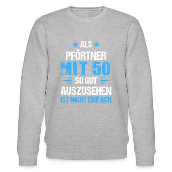 With 50 handsome doorman - Stanley/Stella CHANGER Unisex Organic Sweatshirt - heather grey - Front - Nik (191cm) & Marisol (170cm)