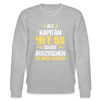 Good-looking captain at 50 - Stanley/Stella CHANGER Unisex Organic Sweatshirt - heather grey - Front - Nik (191cm) & Marisol (170cm)