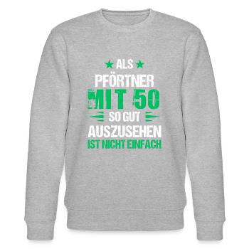 With 50 handsome doorman - Stanley/Stella CHANGER Unisex Organic Sweatshirt - heather grey - Front - Nik (191cm) & Marisol (170cm)