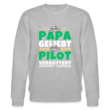 Als Papa geliebt, als Pilot vergöttert - Stanley/Stella Unisex Bio-Sweatshirt CHANGER  - Grau meliert - Vorne - Nik (191cm) & Marisol (170cm)