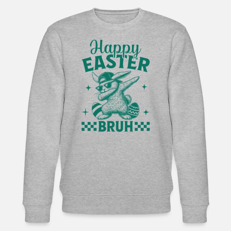 Happy Easter Bruh - Stanley/Stella Unisex Bio-Sweatshirt CHANGER  - Grau meliert
