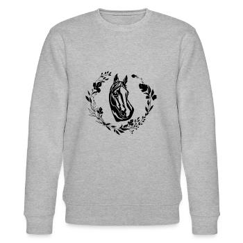 Pferd mit Blumen - Stanley/Stella Unisex Bio-Sweatshirt CHANGER  - Grau meliert - Vorne - Nik (191cm) & Marisol (170cm)